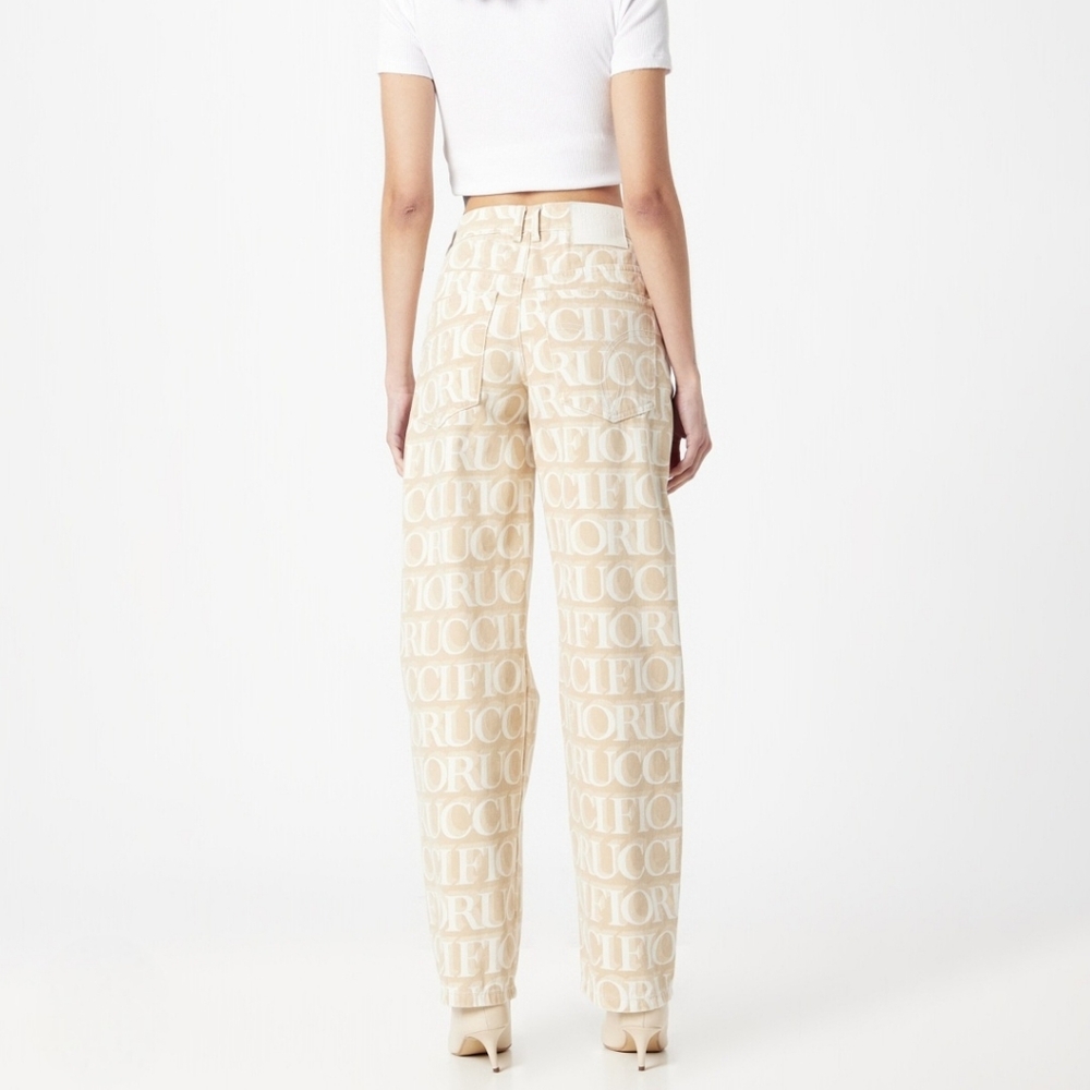 Nwt Fiorucci Italy Patti Ecru With White Lazer Monogram Jeans - Picture 10 of 16